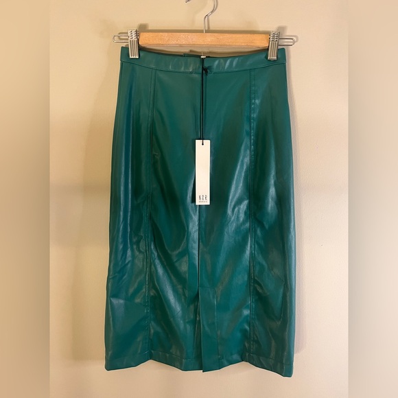 NSR Teal faux Leather Pencil Skirt - Picture 2 of 5